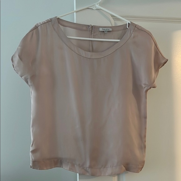 Talula Nude Blush Blouse with Rounded Neckline - Picture 1 of 2